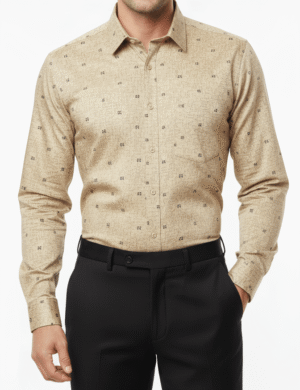 Cotton Satin Micro-Print - Warm Sand Beige